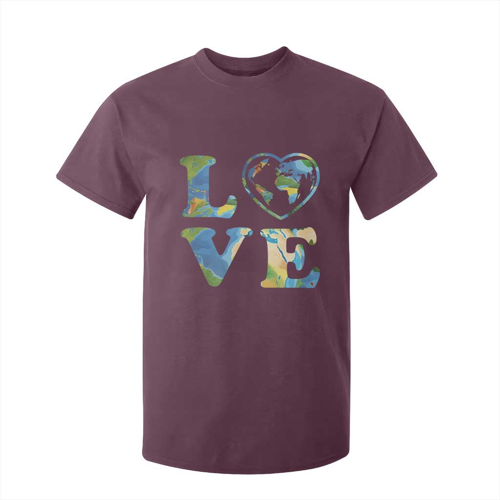 Earth Day T Shirt For Kid Heart Environmental Nature Recycling Lovers TS10 Maroon Print Your Wear