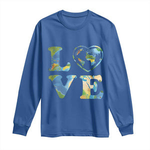 Earth Day Long Sleeve Shirt Heart Environmental Nature Recycling Lovers TS10 Royal Blue Print Your Wear