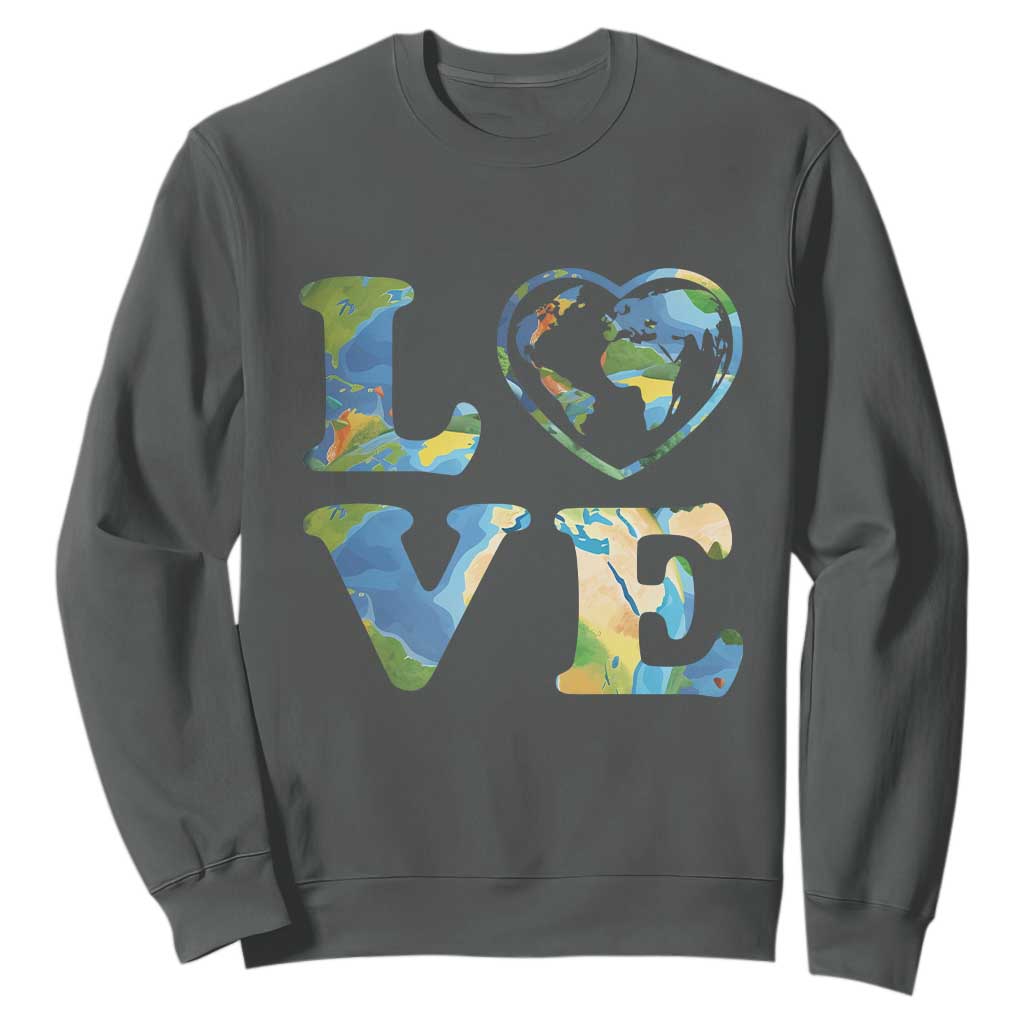 Earth Day Sweatshirt Heart Environmental Nature Recycling Lovers TS10 Dark Heather Print Your Wear