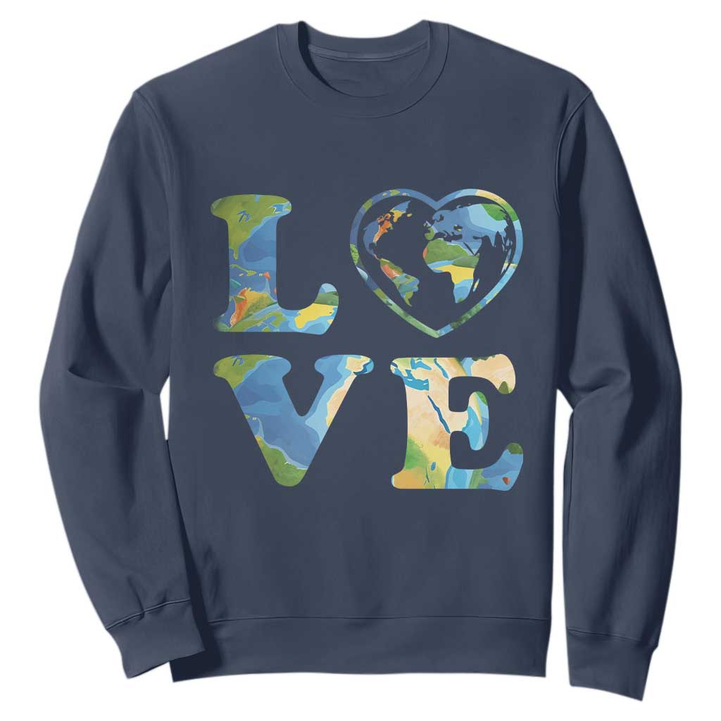 Earth Day Sweatshirt Heart Environmental Nature Recycling Lovers TS10 Navy Print Your Wear