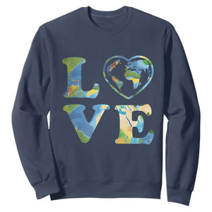 Earth Day Sweatshirt Heart Environmental Nature Recycling Lovers TS10 Navy Print Your Wear