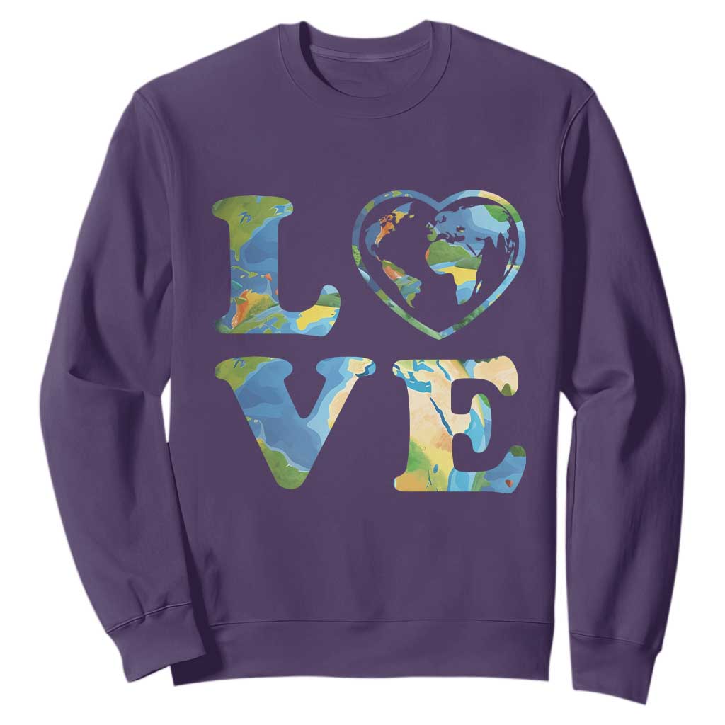 Earth Day Sweatshirt Heart Environmental Nature Recycling Lovers TS10 Purple Print Your Wear