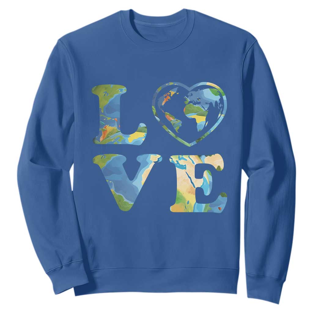 Earth Day Sweatshirt Heart Environmental Nature Recycling Lovers TS10 Royal Blue Print Your Wear