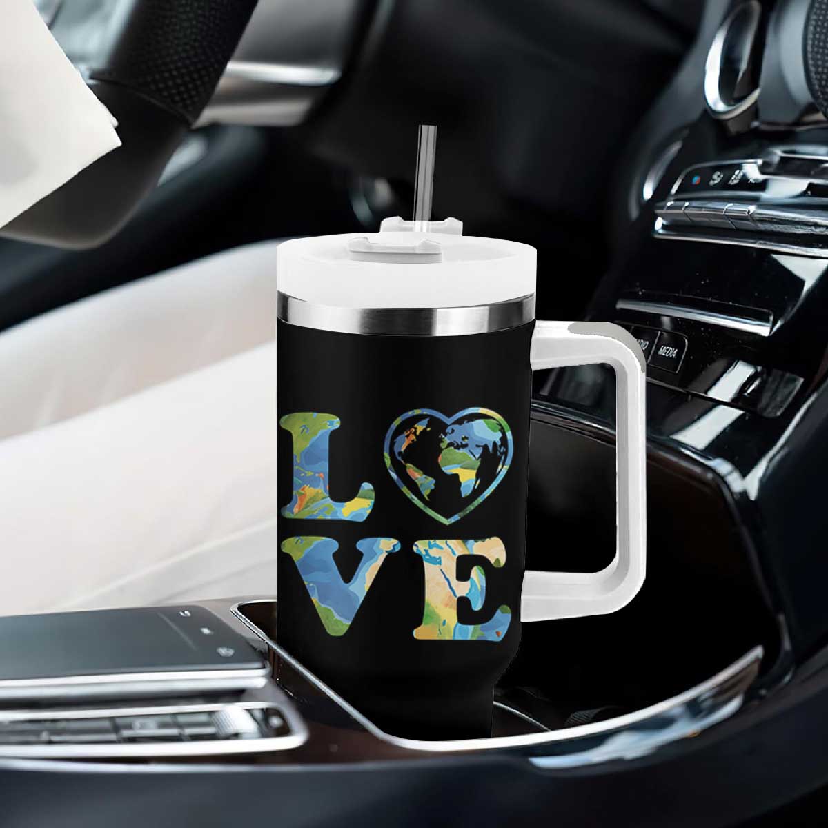 Earth Day Tumbler With Handle Heart Environmental Nature Recycling Lovers TS10 Print Your Wear