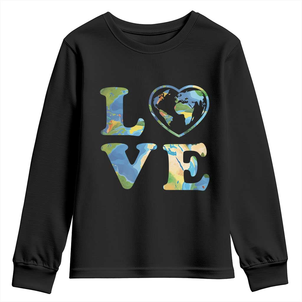 Earth Day Youth Sweatshirt Heart Environmental Nature Recycling Lovers TS10 Black Print Your Wear