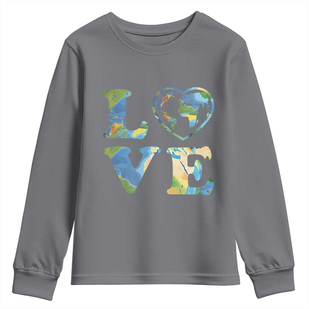 Earth Day Youth Sweatshirt Heart Environmental Nature Recycling Lovers TS10 Charcoal Print Your Wear