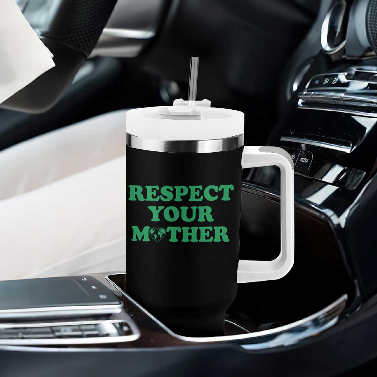 Earth Day Tumbler With Handle Respect Your Mother Environmental Recycling TS10 Print Your Wear
