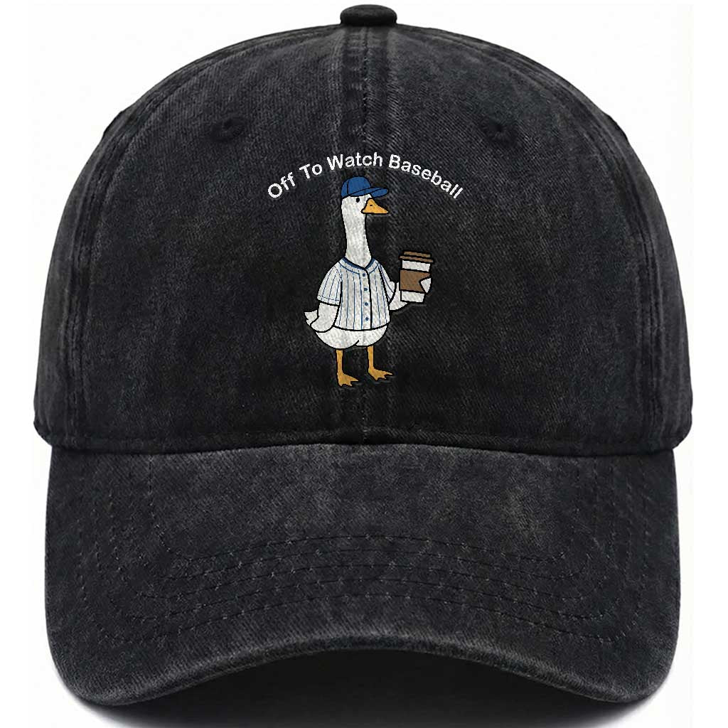Funny Baseball Mom Goose Washed Cotton Baseball Cap Funny Sports Game Day TS10 Washed Cap Universal Fit Black Print Your Wear