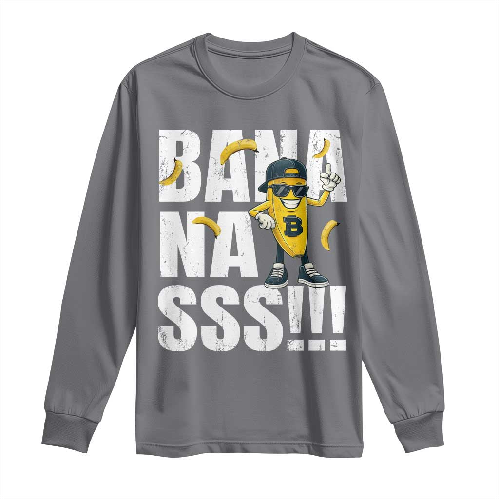 Banana Lovers Long Sleeve Shirt Funny Bananas Vintage Style TS10 Charcoal Print Your Wear