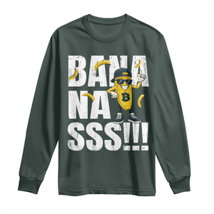 Banana Lovers Long Sleeve Shirt Funny Bananas Vintage Style TS10 Dark Forest Green Print Your Wear