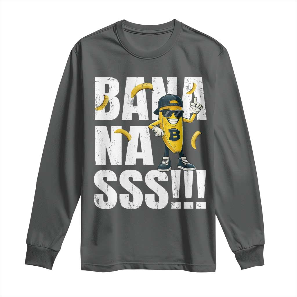 Banana Lovers Long Sleeve Shirt Funny Bananas Vintage Style TS10 Dark Heather Print Your Wear