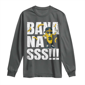 Banana Lovers Long Sleeve Shirt Funny Bananas Vintage Style TS10 Dark Heather Print Your Wear