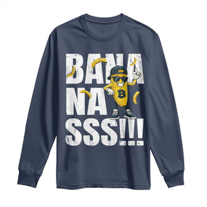 Banana Lovers Long Sleeve Shirt Funny Bananas Vintage Style TS10 Navy Print Your Wear