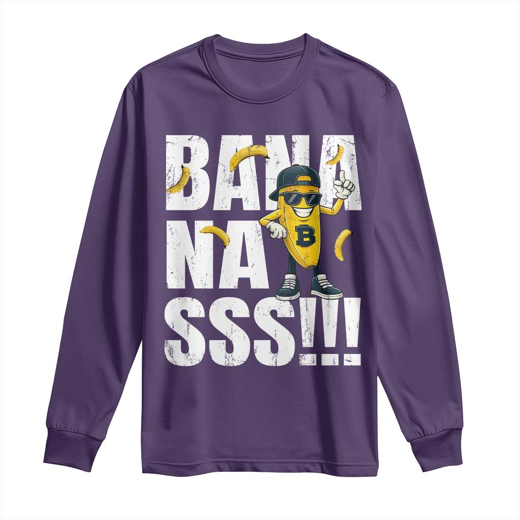 Banana Lovers Long Sleeve Shirt Funny Bananas Vintage Style TS10 Purple Print Your Wear