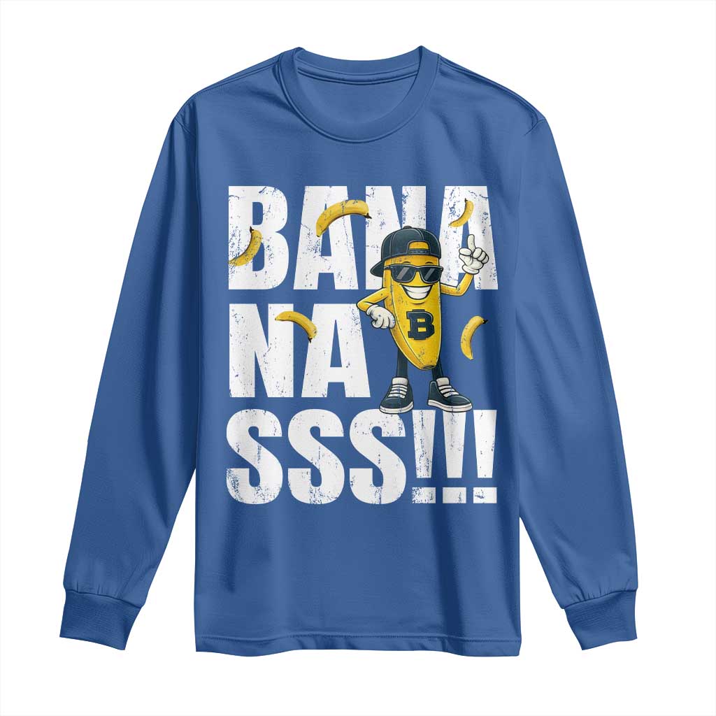 Banana Lovers Long Sleeve Shirt Funny Bananas Vintage Style TS10 Royal Blue Print Your Wear