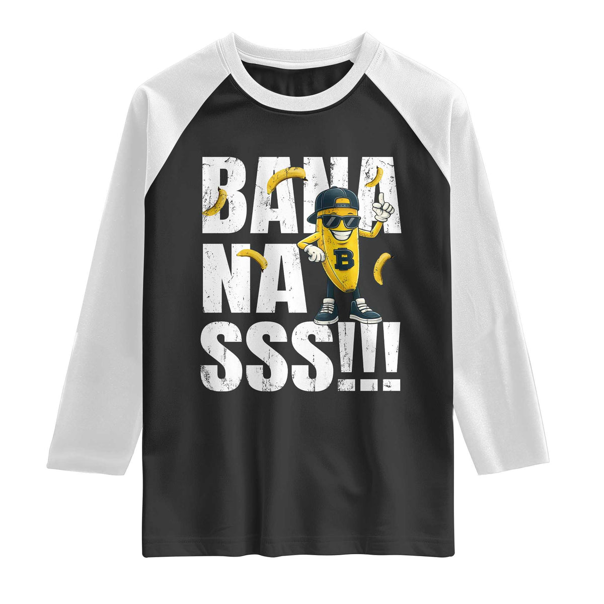 Banana Lovers Raglan Shirt Funny Bananas Vintage Style TS10 Black White Print Your Wear