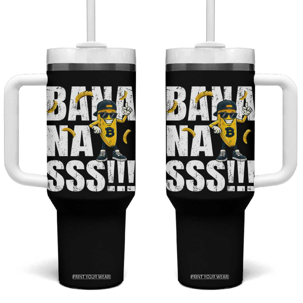 Banana Lovers Tumbler With Handle Funny Bananas Vintage Style TS10 One Size: 40 oz Black Print Your Wear