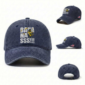 Banana Lovers Washed Cotton Baseball Cap Funny Bananas Vintage Style TS10 Washed Cap Universal Fit Navy Print Your Wear