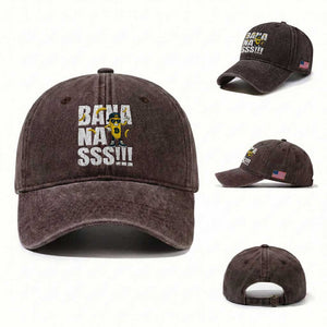 Banana Lovers Washed Cotton Baseball Cap Funny Bananas Vintage Style TS10 Washed Cap Universal Fit Dark Brown Print Your Wear