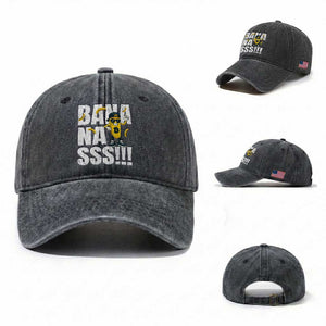 Banana Lovers Washed Cotton Baseball Cap Funny Bananas Vintage Style TS10 Washed Cap Universal Fit Dark Gray Print Your Wear