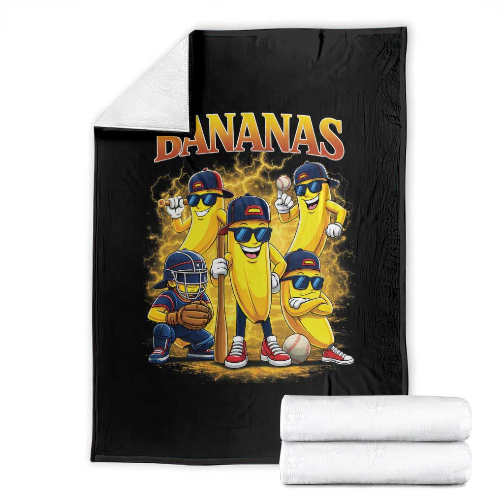 Funny Bananas Throw Blanket Lets Go Banana Cute Banana Lovers Bootleg TS10 Black Print Your Wear