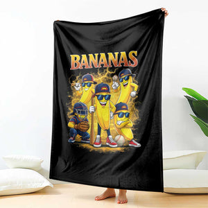 Funny Bananas Throw Blanket Lets Go Banana Cute Banana Lovers Bootleg TS10 Print Your Wear
