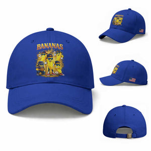 Funny Bananas Baseball Cap Lets Go Banana Cute Banana Lovers Bootleg TS10 Baseball Cap Universal Fit Royal Blue Print Your Wear