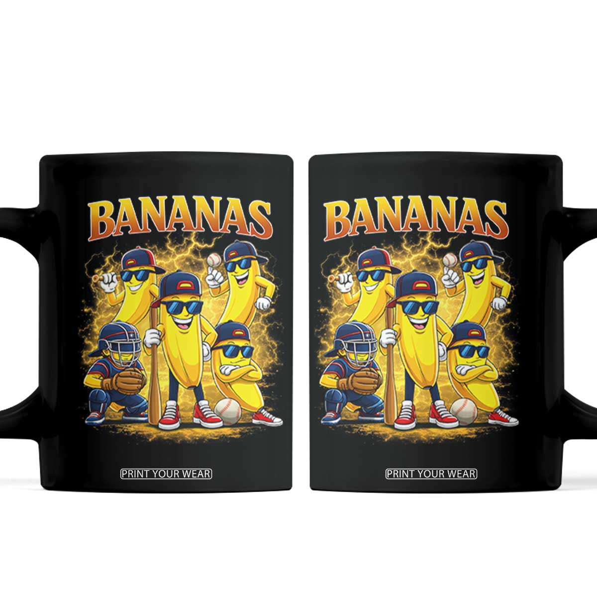 Funny Bananas Coffee Mug Lets Go Banana Cute Banana Lovers Bootleg TS10 Black Print Your Wear