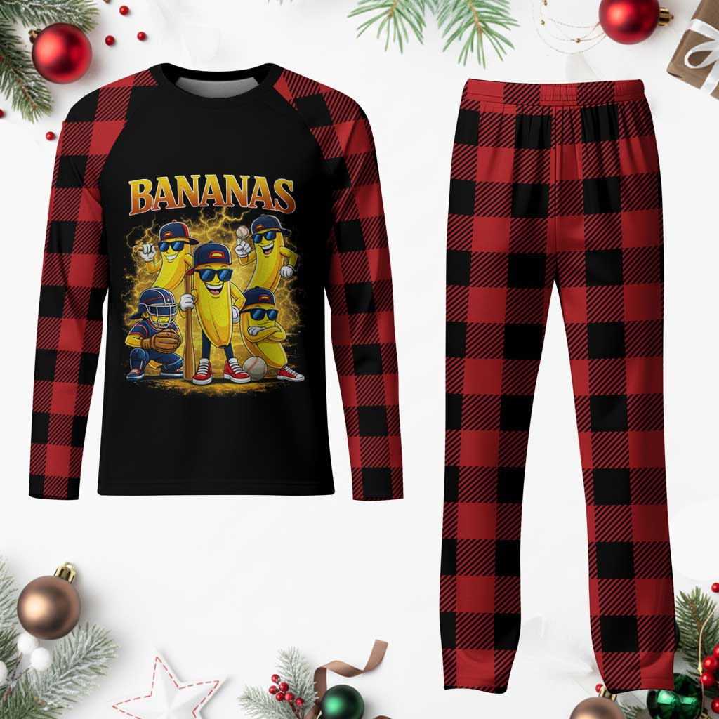 Funny Bananas Plaid Pajama Set Lets Go Banana Cute Banana Lovers Bootleg TS10 Buffalo Plaid Print Your Wear