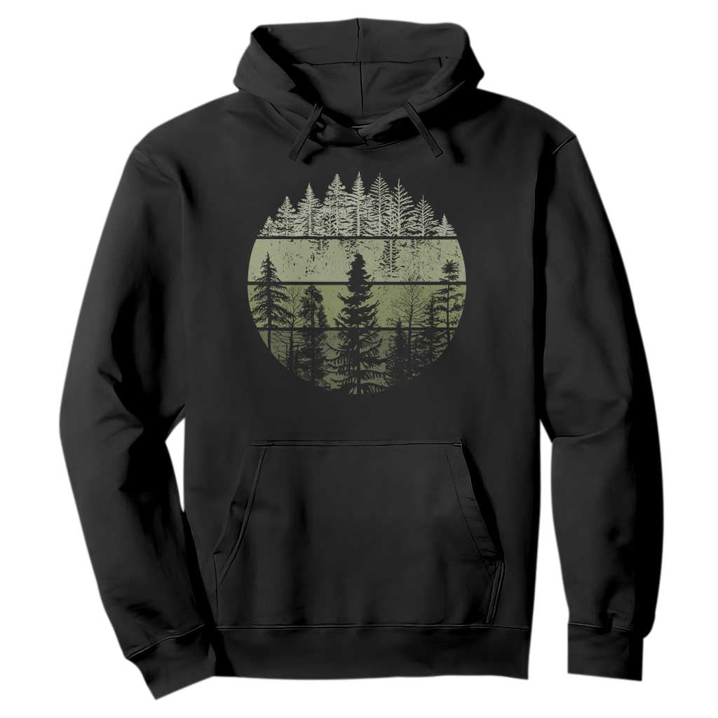 Retro Forest Trees Outdoors Nature Hoodie Vintage Wildlife TS10 Black Print Your Wear