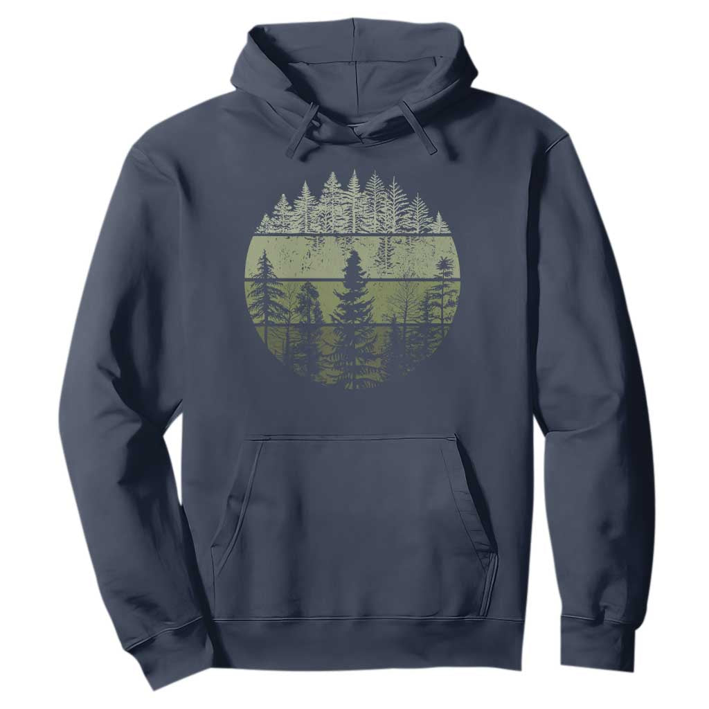 Retro Forest Trees Outdoors Nature Hoodie Vintage Wildlife TS10 Navy Print Your Wear