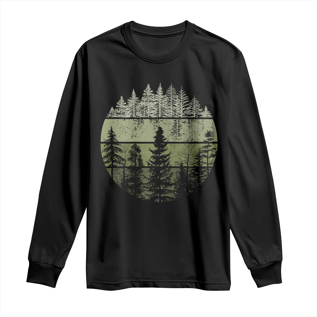 Retro Forest Trees Outdoors Nature Long Sleeve Shirt Vintage Wildlife TS10 Black Print Your Wear