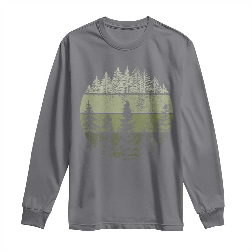 Retro Forest Trees Outdoors Nature Long Sleeve Shirt Vintage Wildlife TS10 Charcoal Print Your Wear