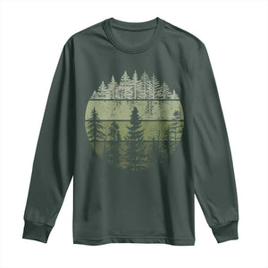 Retro Forest Trees Outdoors Nature Long Sleeve Shirt Vintage Wildlife TS10 Dark Forest Green Print Your Wear