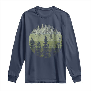 Retro Forest Trees Outdoors Nature Long Sleeve Shirt Vintage Wildlife TS10 Navy Print Your Wear