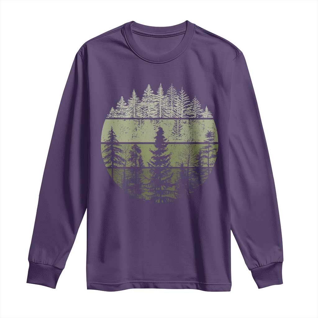 Retro Forest Trees Outdoors Nature Long Sleeve Shirt Vintage Wildlife TS10 Purple Print Your Wear