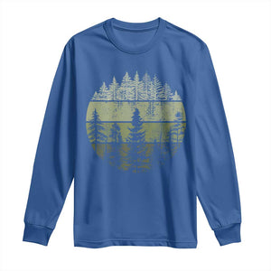 Retro Forest Trees Outdoors Nature Long Sleeve Shirt Vintage Wildlife TS10 Royal Blue Print Your Wear