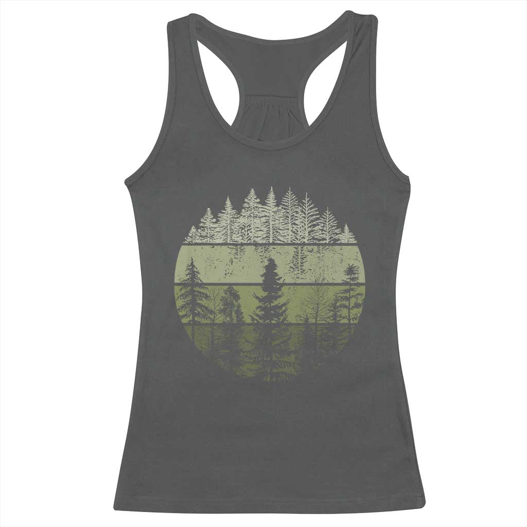 Retro Forest Trees Outdoors Nature Racerback Tank Top Vintage Wildlife TS10 Dark Heather Print Your Wear