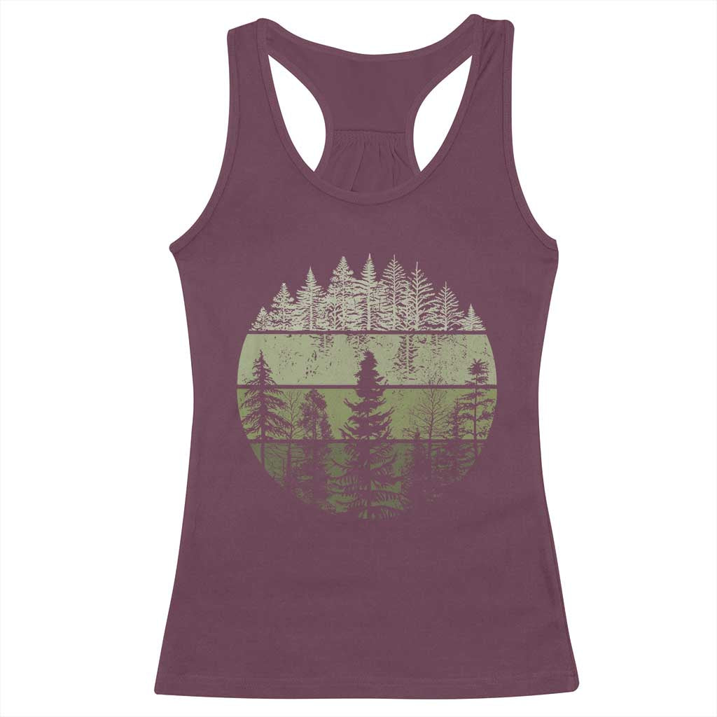 Retro Forest Trees Outdoors Nature Racerback Tank Top Vintage Wildlife TS10 Maroon Print Your Wear
