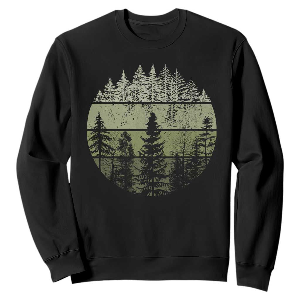 Retro Forest Trees Outdoors Nature Sweatshirt Vintage Wildlife TS10 Black Print Your Wear