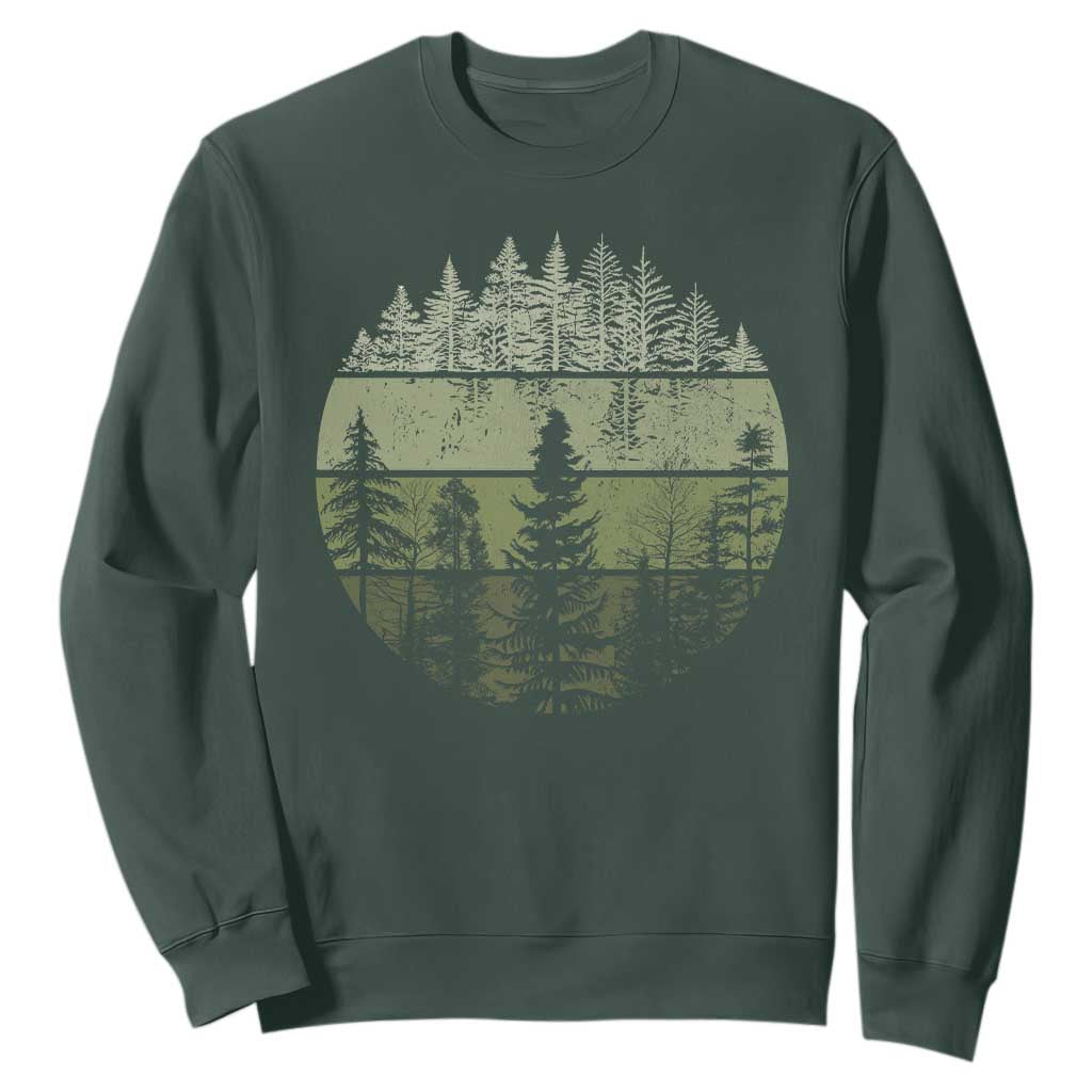 Retro Forest Trees Outdoors Nature Sweatshirt Vintage Wildlife TS10 Dark Forest Green Print Your Wear