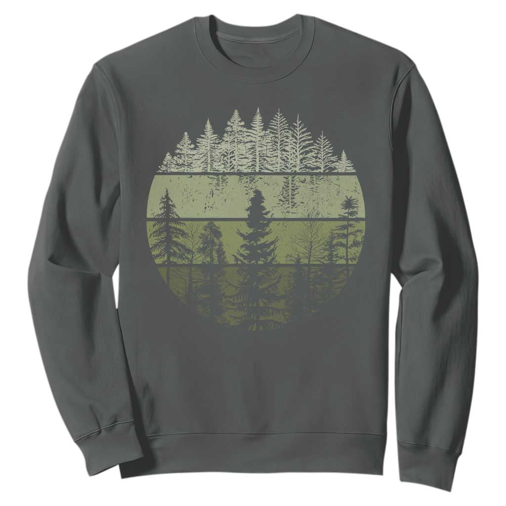 Retro Forest Trees Outdoors Nature Sweatshirt Vintage Wildlife TS10 Dark Heather Print Your Wear