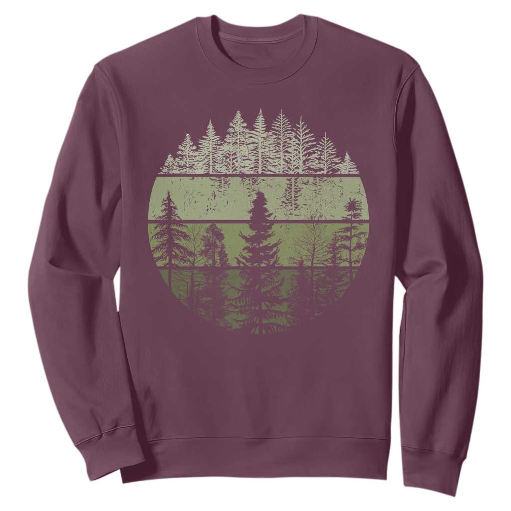 Retro Forest Trees Outdoors Nature Sweatshirt Vintage Wildlife TS10 Maroon Print Your Wear