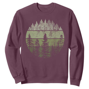 Retro Forest Trees Outdoors Nature Sweatshirt Vintage Wildlife TS10 Maroon Print Your Wear