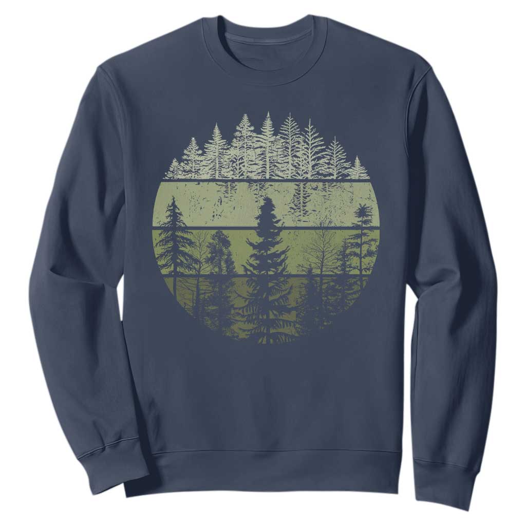 Retro Forest Trees Outdoors Nature Sweatshirt Vintage Wildlife TS10 Navy Print Your Wear