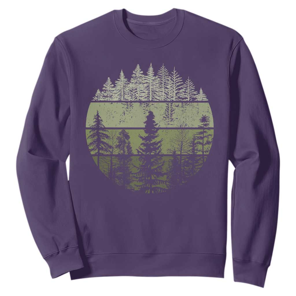 Retro Forest Trees Outdoors Nature Sweatshirt Vintage Wildlife TS10 Purple Print Your Wear
