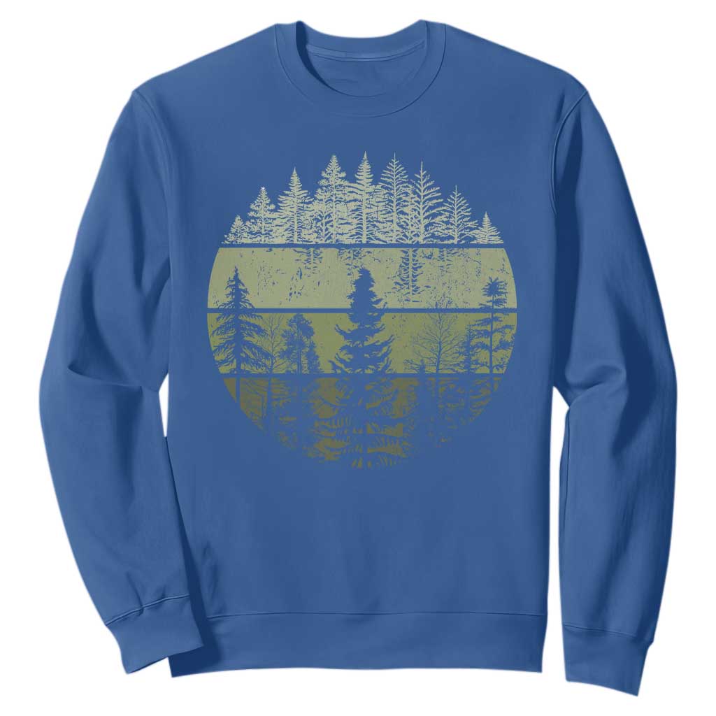 Retro Forest Trees Outdoors Nature Sweatshirt Vintage Wildlife TS10 Royal Blue Print Your Wear