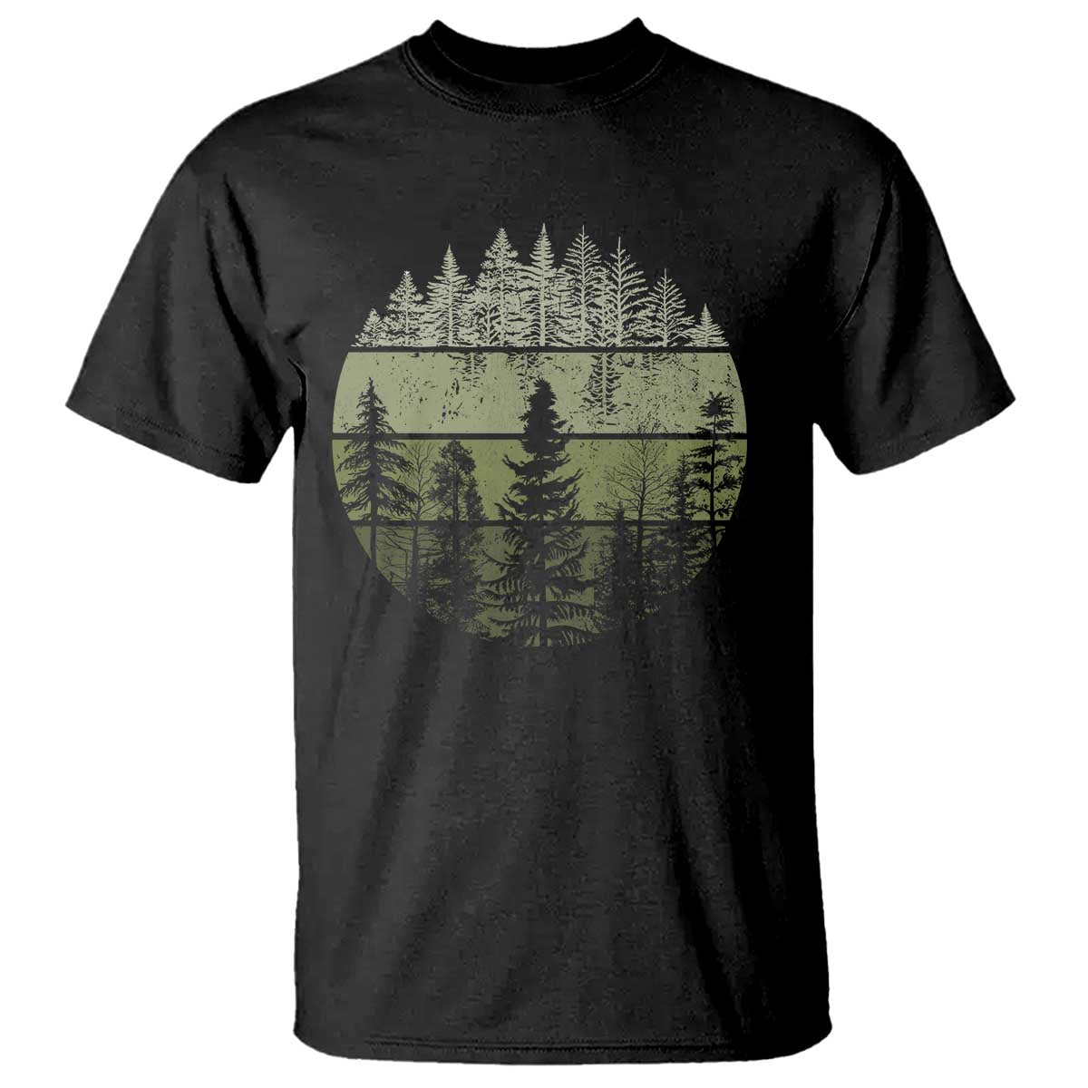 Retro Forest Trees Outdoors T Shirt - Vintage Wildlife Nature Lover Tee TS10 Black Print Your Wear