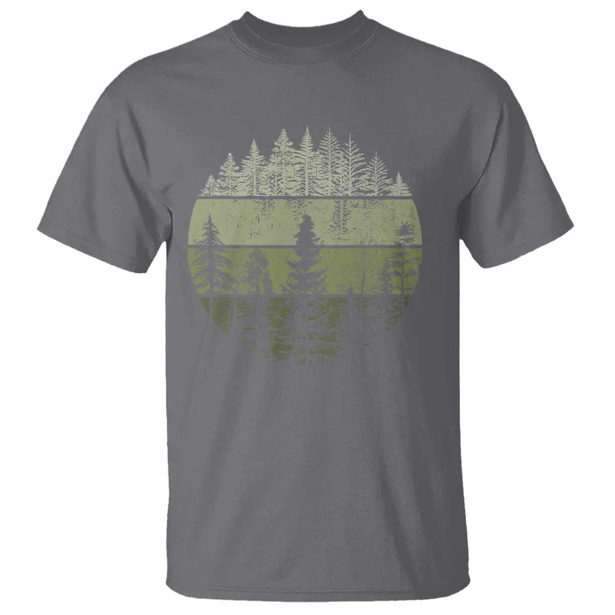 Retro Forest Trees Outdoors T Shirt - Vintage Wildlife Nature Lover Tee TS10 Charcoal Print Your Wear