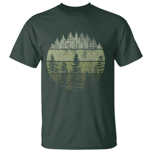 Retro Forest Trees Outdoors T Shirt - Vintage Wildlife Nature Lover Tee TS10 Dark Forest Green Print Your Wear